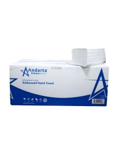 Andarta 2Ply White V/Fold Embossed Hand Towel 22x21cm (Box 4000)