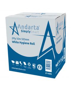 Andarta 2Ply White 20" Hygiene Roll 50m (Pack 9)