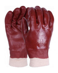Red PVC F/c Knit Wrist Gloves Size 10 (12 Pairs)